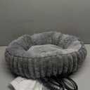 INVENHO Heated Cat Beds for Indoor Cats and Small Dogs, 20" Cozy Donut Heated Pet Bed with Timer & Temp Adjustable, Removable Waterproof Electric Warming Bed for Indoor Cat (Grey)