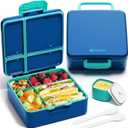 Fimibuke Bento Lunch Box for Kids, Leak Proof Toddler Bento Box with 4 Compartments BPA Free Dishwasher Safe Lunch Container with Utensils, Ideal Portion Sizes for Ages 3-12 Girls Boys for School (A5. Nautica Blue)