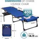 FUNDANGO 400lbs Tanning Chair with Face Hole & Canopy & Side Table, 5 Positions Beach Sunbathing Lounge Chair Facedown Chaise Lounge with Pillow for Pool Outdoor Camping Patio, Set of 2 Blue