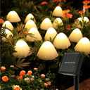 HULPPRE Mushroom Solar Lights-Set of 15pcs 29.5ft Fairy String Light,Warm White 8 Modes Outside Solar Pathway Lighting,Outdoor Decoration for Garden,Backyard,Lawn,Party,Christmas