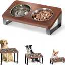 Ergonomic Elevated Dog Bowl Stand Feeding Station with Stainless Steel Bowls Included- Waterproof 15 Tilted Raised Dog Feeder for Small, Medium & Large Breeds, Durable & Easy to Clean