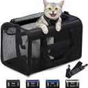 Cat Carrier Bag,Soft-Sided Pet Carriers for Dogs with 4-Sided Mesh,Airline Approved Cat Transport Carrier for Small&Medium Cats Kitten Puppy Up to 15Lb,Collapsible Cat Travel Carrier-M,Black