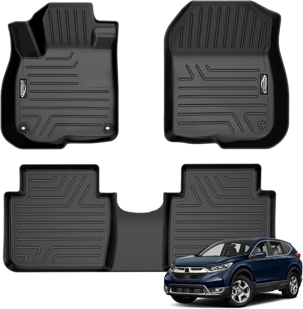 GORWARE Floor Mats for CRV, 3D Floor Liner Compatible with CR-V 2022 2021 2020 2019 2018 2017, Front and Rear Row Floor Liners for CRV 2017-2022 with All Weather Performance, 3 Pcs Car Floor Mat