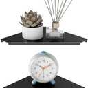 MKO Small Wall Mounted Floating Corner Shelves Metal Black Pack of 2 (10 in)