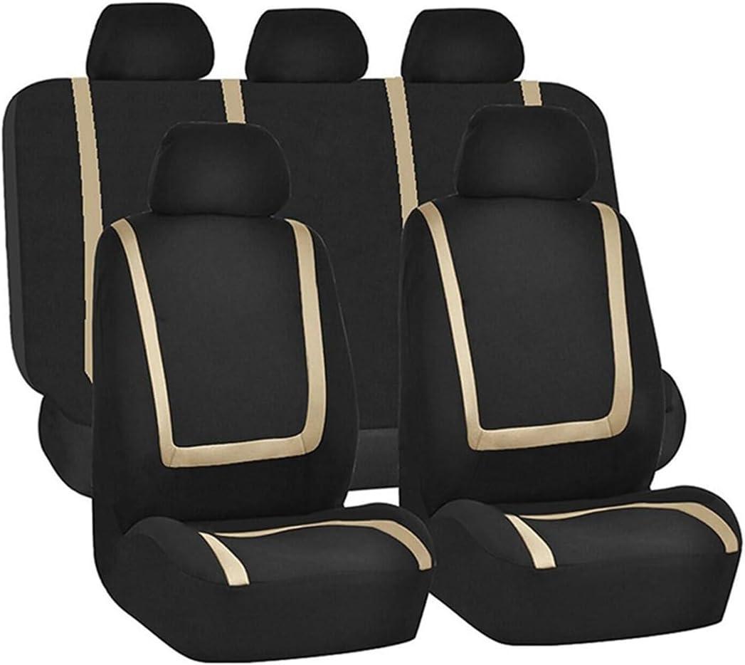 BELOMI Car Seat Covers Full Set, Breathable Premium Cloth Automotive Seat Cover, Universal Front and Rear Seat Covers, Easy to Install Car Accessories for Most Cars Trucks SUV (Beige)
