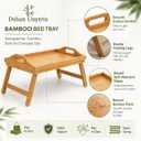 Bed Tray Table Bamboo 2 Pack – Foldable Legs Breakfast Tray with Handles, Laptop Desk, Sofa Tray, Snack Serving Tray for Bed, Couch, Eating & Working
