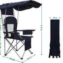 Camping Chairs with Canopy, Portable Quad Lawn Chair for Adults, Folding Recliner Chair with Cup Holder Outdoor Events and Shade- Support 330 LBS