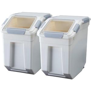 HANAMYA 25 Liter / 40 lbs Rice Storage Container with Measuring Cup, BPA free, For Rice | Grain | Pet Food | Flour, 2 count, White