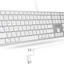 TECKNET Wired Keyboard for Mac, Ultra-Slim Silent Keyboard with USB & Type-C Dual Interface, Full Size with Numeric Keypad, Compatible with Apple MacBook Pro/Air iMac Pro/mini