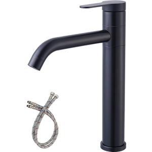 Comllen Vessel Sink Faucet, Matte Black, Single Hole Vessel Faucet, 360 Swivel Spout, Modern Single Bowl Bathroom Faucet, RV Vanity Lavatory Sink Faucets, 12 inch Tall Design for Bowl Sink