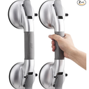 TAILI Grab Bars for Bathtubs and Showers,2 Pack Shower Handles for Elderly Suction,Maximum 330lbs,Shower Bar with Upgraded Rubber Suction Cups,Safety Grip for Senior, No Drilling Removable,Silver