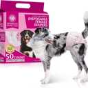 American Kennel Club Female Dog Wrap, Disposable Diapers with Wetness Indicator (L High Tail (18-27 in), 50, Count)