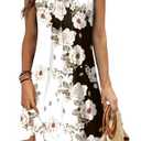 kipfall Pleated Front Summer Dresses for Women 2026 Casual Beach Floral Print Sundress Boho Tank Dress L