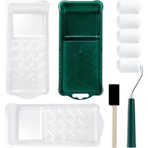 Foam Paint Roller Kit, 10 Pack, 2 Inch Mini Paint Roller with Tray Liners, Sponge Brush, Smooth Rolling Frame & Easy to Clean, Painting Supplies for Small Areas, Furniture, Cabinets, Walls