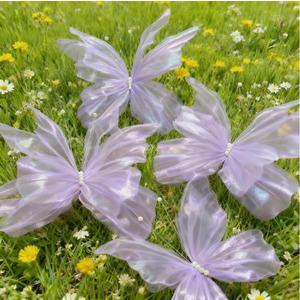 4 PCS Giant Artificial Butterfly Party Decorations 19.6inch 3D Silk Butterfly Hanging Wall Decorations for Baby Shower Decor Girls Women Birthday Party Wedding Homes Supplies (Purple(4PCS))