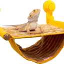 FlidRunest Bearded Dragon Hammock with Suction Cups, Soft Lizard Hammock Bed, Winter Warm House Tent, Reptile Tank Perch-Yellow