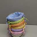 Yulejo 6 Pieces Easter Woven Bamboo Basket Round Small Woven Basket with Handle Buckets for Easter Egg Hunt Picnic Party Supplies Birthday Decoration(Plaid)