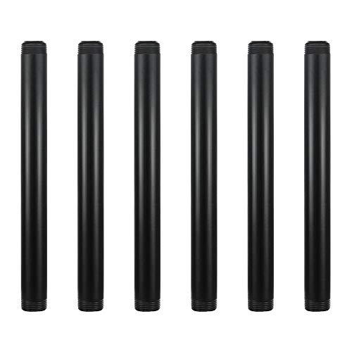GeilSpace 6 Pack 3/4" × 10" Pre-Cut Black Metal Pipe, Industrial Steel Fits Standard Three Quarters Inch Threaded Pipes and Fittings - Vintage DIY Industrial Shelving (3/4" × 10", Black)