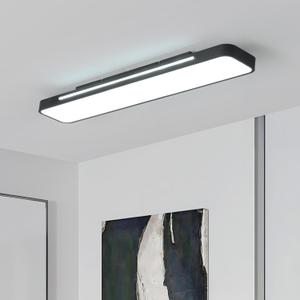 Modern LED Ceiling Light, 60W 6000K Linear Black Flush Mount Light Fixture, 39.4'' Low Profile Light Fixture Long LED Ceiling Lamp for Bedroom Living Room Hallway Kitchen (Cool White Light)