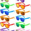 Party Sunglasses Bulk - Adult Retro Plastic Pack of 12 Vintage Sunglasses for Men Women - Party Favors (Multicolor Frames With Multicolor Lenses-1)