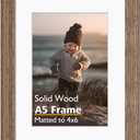 KINLINK A5 Picture Frame, Brown Wood Solid Wood Frame with Acrylic Plexiglass for Pictures 4x6 with Mat or A5 without Mat, Tabletop and Wall Mounting Display Photo Frame 1 Pack