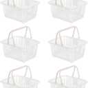 PATIKIL 6PCS Mini Shopping Basket, Small Plastic Basket Mini Storage Basket Grocery Tiny with Handles Organizer Filtered Water for Organizing Toys Eggs Fruits Snacks,White