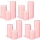 Sumind Set of 12 Poured Pillar Candles 3"x 4", 6", 8" Dripless Unscented Long Clean Burning Rustic Country Style for Wedding, Christmas, Home Decor, Relaxation, All Occasions (Pink)