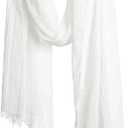 Cotton Feel Scarf Shawl Wrap Soft Lightweight Scarves And Wraps For Men Women 15x65" White