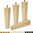 FoDau770 5/16"-18 Bolts Square Furniture Legs 10 Inch, Ash Wood Legs for Furniture Set of 4, Mid Century Modern Feet Wood Replacement Parts for Cabinet Sofa Dresser Chair Ottoman Table
