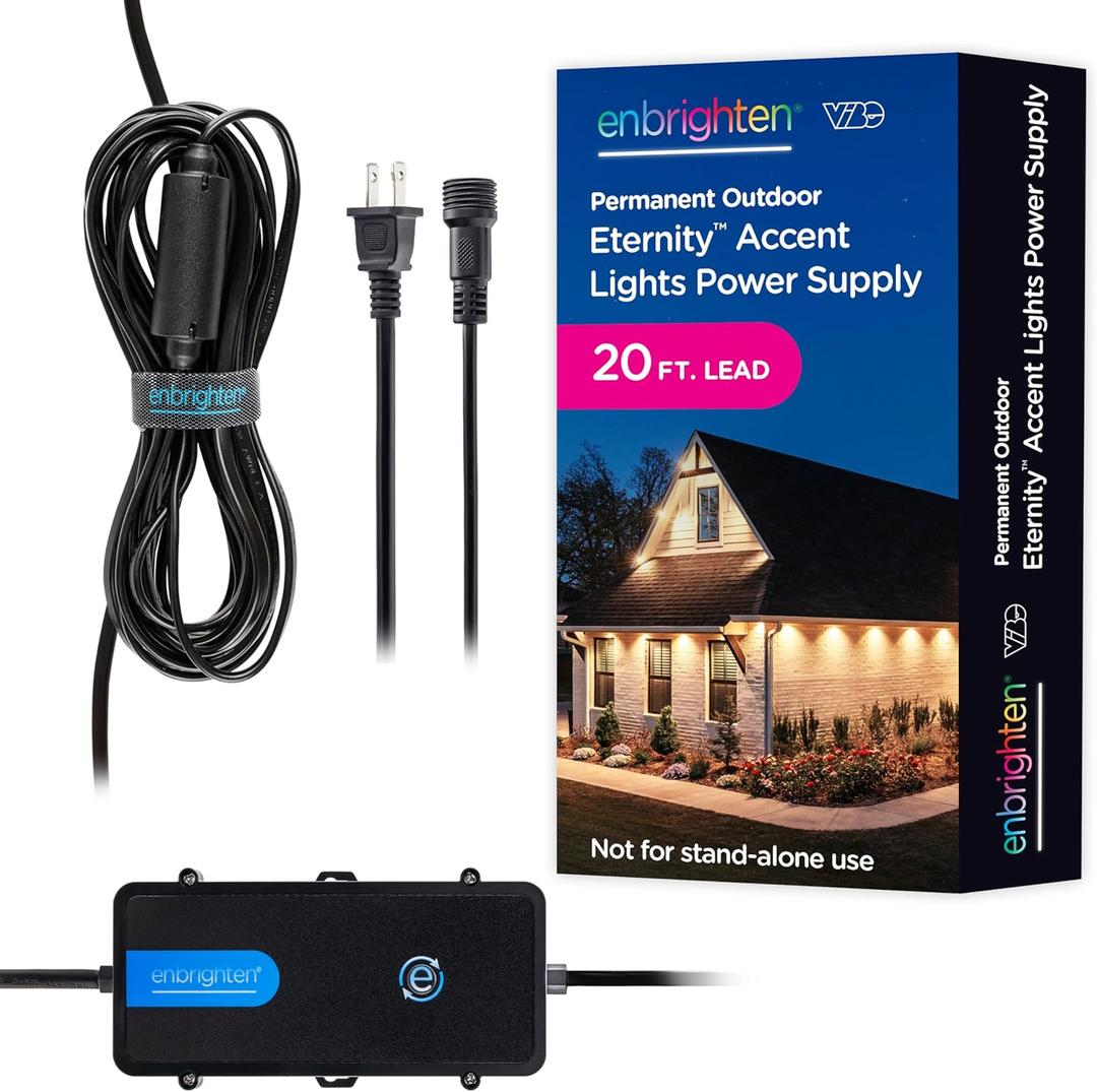 Enbrighten Vibe Eternity Accent Light Power Supply, 20ft. Lead, Not for Standalone Use, 50ft, 100ft, or 150ft Eternity Accent Lights Needed, Black, 86132