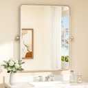 TETOTE Pivot Bathroom Mirror Satin Nickel 24 x 30 Silver Tilting Beveled Rectangle Metal Framed Mirror, Farmhouse Adjustable Tilt Rounded Corner Vanity Mirror, Horizontal/Vertical, Easy to Install