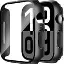 Smiling 2 Pack Case Built in Tempered Glass Screen Protector Compatible with Apple Watch Series 11 (2025)/Series 10 46mm, Hard PC Case Overall Protective Cover- Black