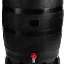 RTS Home Accents 50-Gallon ECO Rain Barrel Made with 100% Recycled Plastic, Flat Back Rain Water Collection Barrel, Stand Included, Black