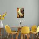 QIXIANG Black Girl Canvas Wall Art African American Picture Wall Decor Black Woman and Coffee Painting Prints Living Room Decor Framed(Brown,24L x 16W)