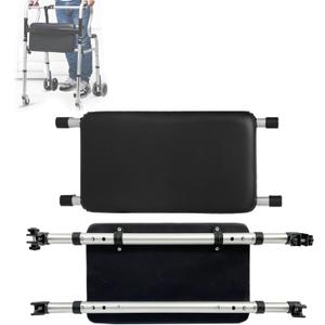 Adjustable Walker Rest Seat, Folding Walker Attachable Seat for Elderly Disabled, Range:20"~24" (Leather)