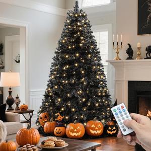 YITAHOME Prelit Black Halloween Christmas Tree 6ft with Remote
Prelit Black Artificial Christmas Tree for Home, Office, Party Decoration with 820 Branch Tips and 250 Lights