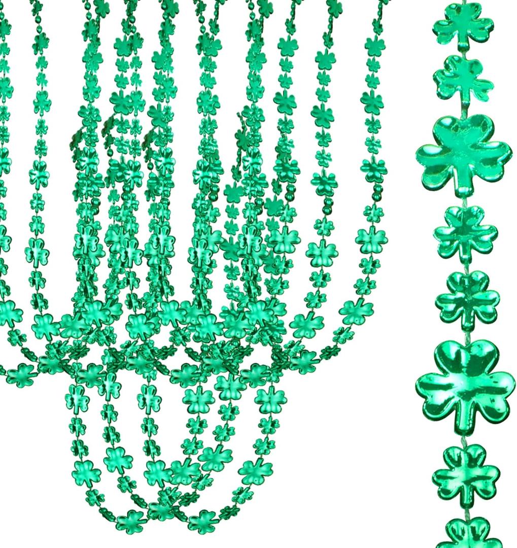 Windy City Novelties 33" 12mm Shamrock Bead Necklaces for St Patricks Day & Mardi Gras