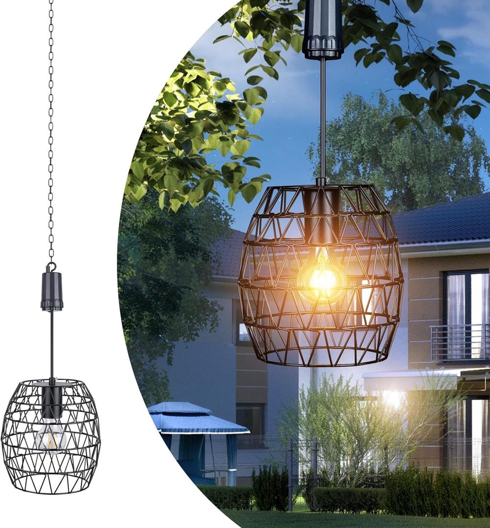 pearlstar Battery Operated Outdoor Hanging Light  Outdoor Indoor Pendant Chandelier Waterproof Porch Gazebo Patio Pendant Lantern Chandelier Lighting