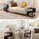 Frylr Small Side Table, End Table and Nightstand with 3-Tier Wood Shelves, Sturdy Metal Frame with 44 LBS Capacity per Shelf, Easy to Assemble for Living Room or Bedroom, Black -15.7"D x 11.8"W x 19.8"H
