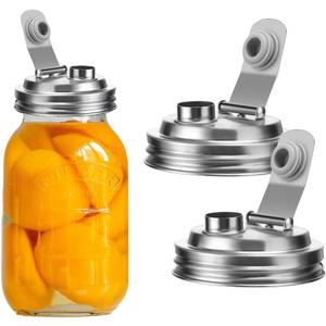 Mason Jar Pour Spout Lid Stainless Steel,Pour Spout Flip Cap Lids for Mason Jars,No Rust Leaking Proof for Home Brewing Fruit Fermenting Drinks Airtight(2PCS) (Wide Mouth)