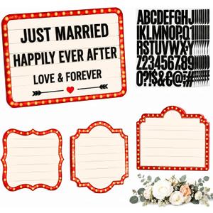 Leinuosen 4 Pack Wooden Wedding Bottle Service Sign 15.75 x 11.81 inch Nightclub Bottle Sign with 8 Personalized Letter Stickers Wedding Entrance Props for Bridal Engagement Anniversary Party Bars