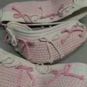 Geelin 3 Pcs Pink Bow Baskets for Gift Coquette Cute Woven Rope Gift Baskets Rectangle Shelf Organizer Laundry Hamper Storage Bins for Closet Bedroom Nursery Toys Organizing, 11.8''x7.8''x4.7''