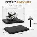 Football Helmet Display Case for Full Size Helmet, Clear Acrylic Helmet Display Case with Black Woodgrain Base & Support Stand, Dust-Proof Sports Memorabilia Display Box for Football Helmet