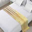 Abstract Gold Bed Runner Scarf King Size, Modern Brush Luxury Strokes Artwork Luxury Bed Throw Runners & Scarves for Twin Full Queen King Foot of Bed, Bedroom Hotel Wedding Room Decoration, 94"x20"