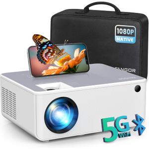 FANGOR 1080P HD Projector, WiFi Bluetooth Projectors, Max 230 Projection Screen Portable Home Theater Video Movie Proyector With Tripod, Compatible with HDMI, USB, Laptop, iOS & Android Phone