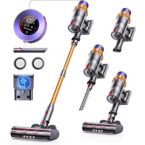 Cordless Vacuum Cleaner, 600W 50KPA 65Mins Cordless Stick Vacuum Cleaner With Touch Screen, Self-Standing,Wall Mount Charging, Handheld Vacuum Cleaners for Home/Pet Hair/Carpets/Hard Floors(X7A)