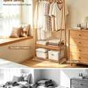 Bamboo Clothing Rack with Shelves, Wood Garment Rack for Hanging Clothes