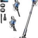 Cordless Vacuum Cleaner, 580W/50Kpa/50Mins Stick Vacuum for Home, LED Touch Screen, Anti-Tangle, Wall Mount Charging Lightweight Rechargeable Vacuum for Carpet Pet Hair Hardwood Floor Blue