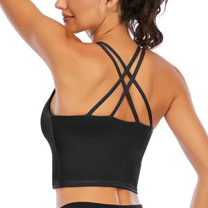 Backless Sports Bra XUNYU Longline Sports Bras For Women High Support Strappy Workout Tank Tops Medium