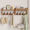 Evermagin 35" Coat Rack Wall Mount with Shelf, 4 in 1 Wall Mounted Coat and Key Hanger with 13 Hooks, Entryway Key Holder with Mail Holder for Living Room, Bedroom (Brown)